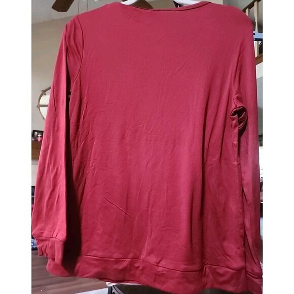Ekouaer Women's Top Large Heart Red Long Sleeve T Shirt NWT A127 - Picture 3 of 5